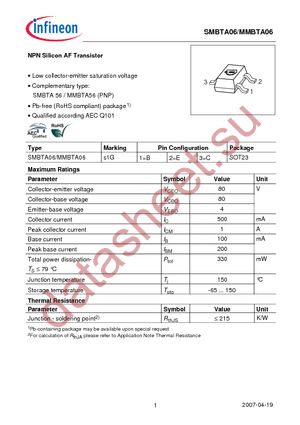 SMBTA 06 E6327 datasheet  